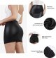 Women's Black Shapewear Faux Leather Skirt with Built-in Shapewear High Waist Tight Slit Midi Skirt