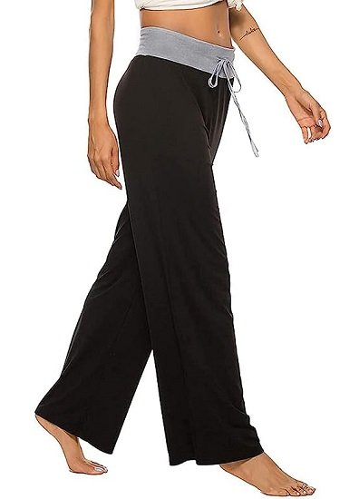 Women's Comfy Pajama Pants Casual Drawstring Palazzo Lounge Wide Leg Pants