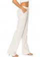 Women's Casual Linen Pants - 32" Inseam Oceanside Drawstring Smocked Waist Lounge
