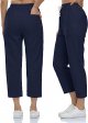 Women's Linen Trousers, Drawstring 4 Pocket High Waist Slip-On