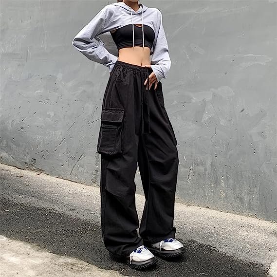 Women's Wide Leg Cargo Pants Loose Casual Street Pants With Pockets
