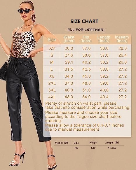 Ladies Faux Leather Pants High Waist Leather Straight Leg Pants With Pockets